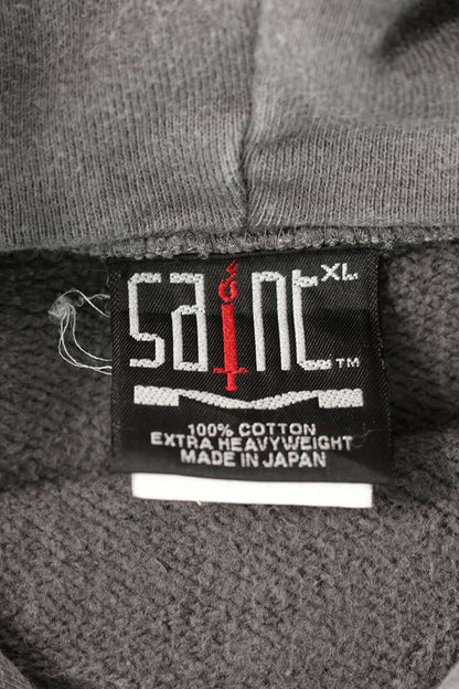 SAINT MICHAEL Bone Print Distressed Hoodie Gray Size XL