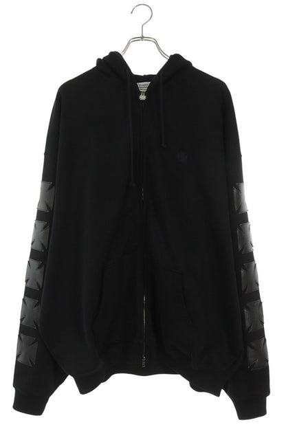 VETEMENTS LEATHER BIKER CROSS ZIP-UP HOODIE Size M