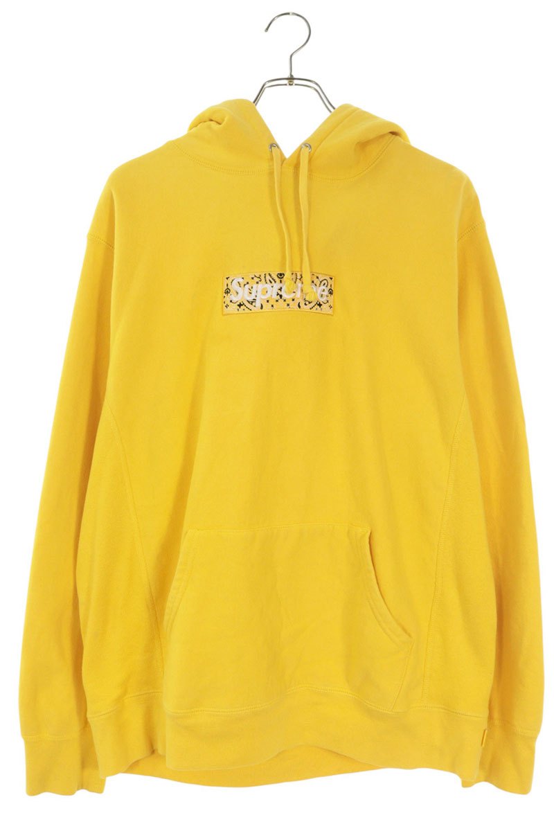 SUPREME 19AW Bandana Box Logo Pullover Hoodie Yellow Size L