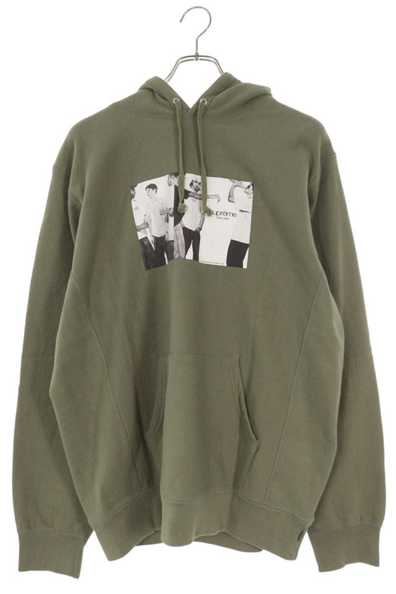 SUPREME Classic Ad Front Print Hoodie Olive Size L