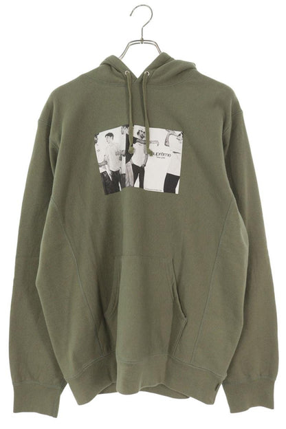 SUPREME Classic Ad Front Print Hoodie Olive Size L