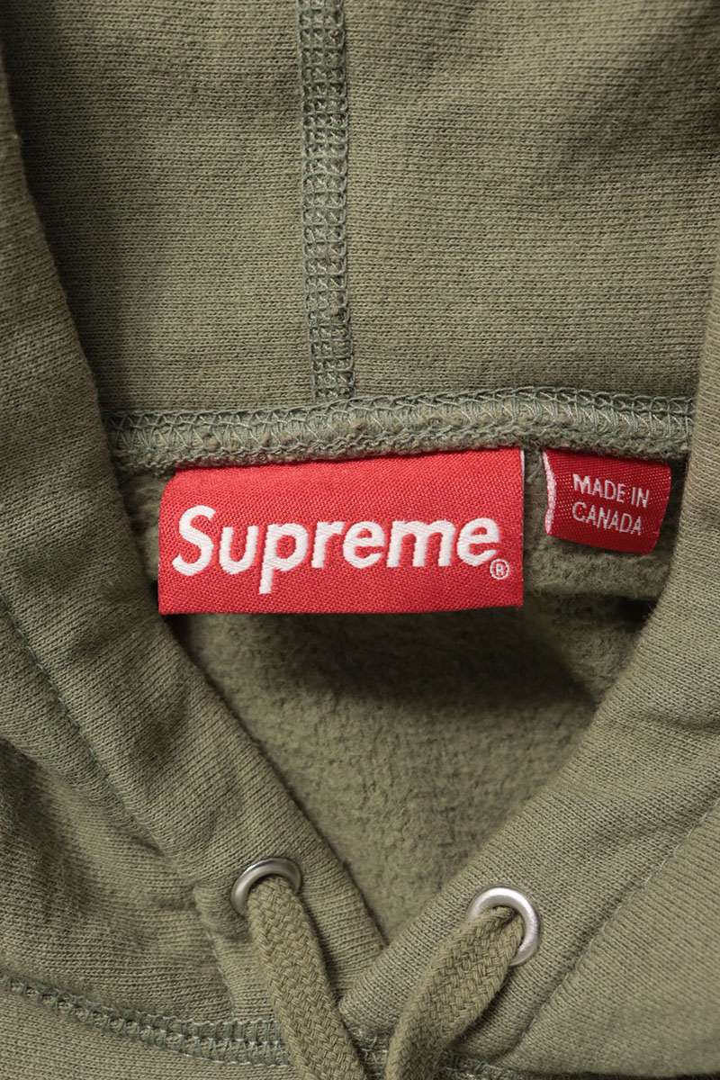 SUPREME Classic Ad Front Print Hoodie Olive Size L