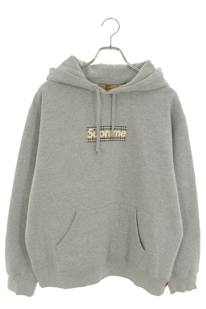 SUPREME x Burberry Box Logo Cotton Blend Hoodie Gray Size S