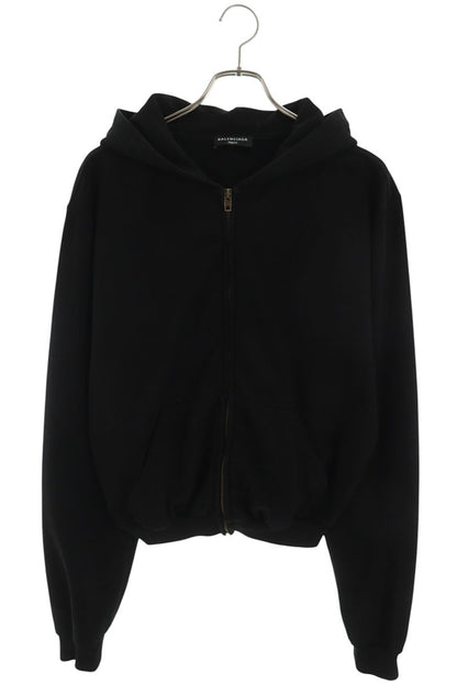 BALENCIAGA Distressed Zip-Up Hoodie Black Cotton Size S