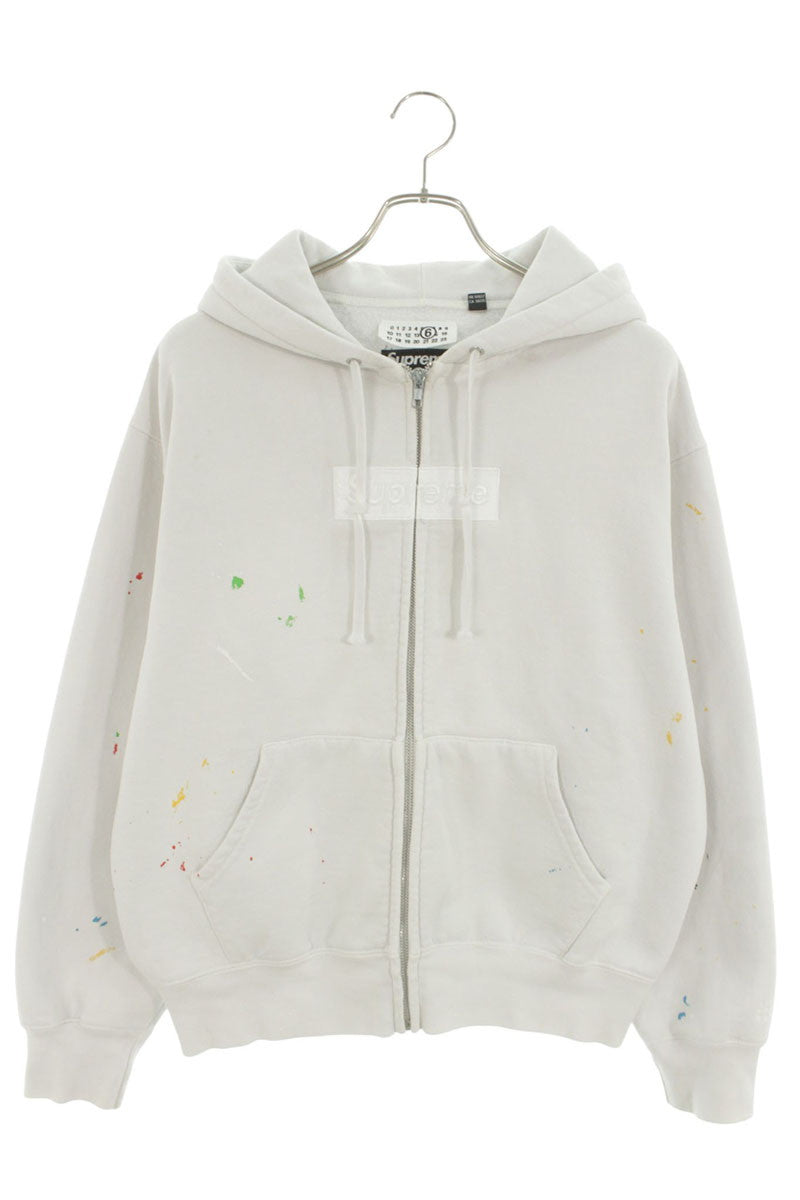 MM6 x SUPREME 26SS Box Logo Zip Up Hoodie White Size S