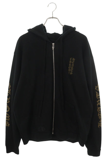 Chrome Hearts Sleeve Logo Print Zip Hoodie Black Size L