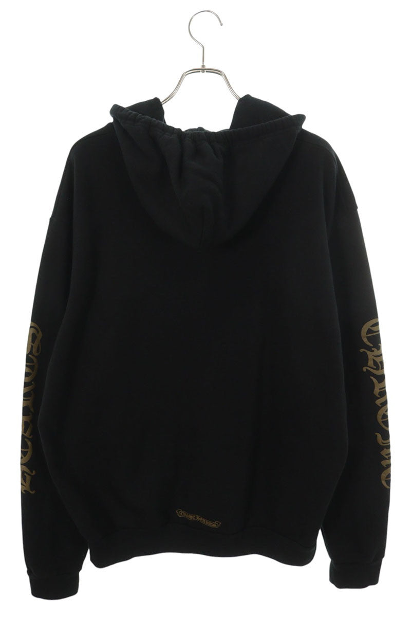 Chrome Hearts Sleeve Logo Print Zip Hoodie Black Size L