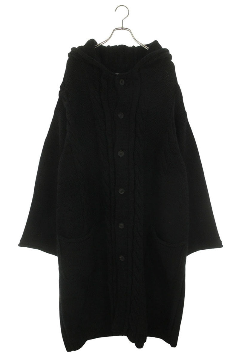 YOHJI YAMAMOTO POUR HOMME Cable Knit Hoodie Black Size 3