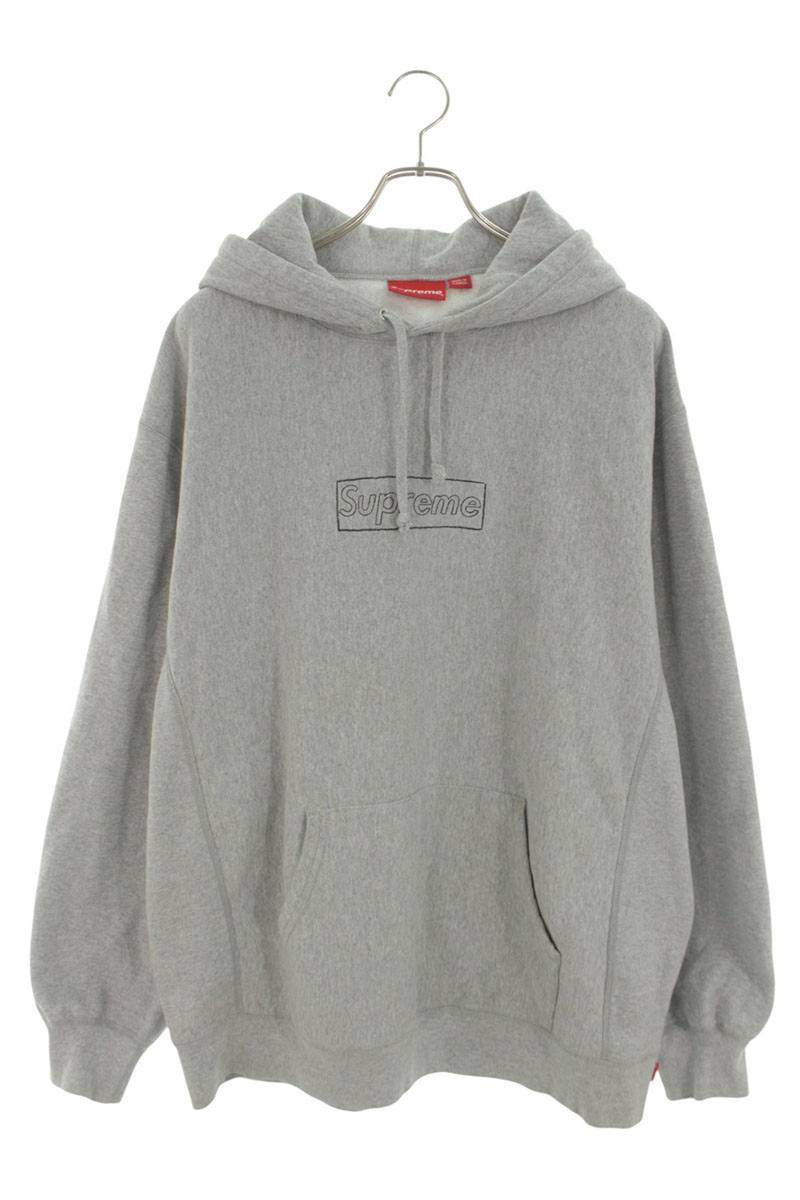 SUPREME x KAWS Chalk Box Logo Cotton Hoodie Gray Size XL