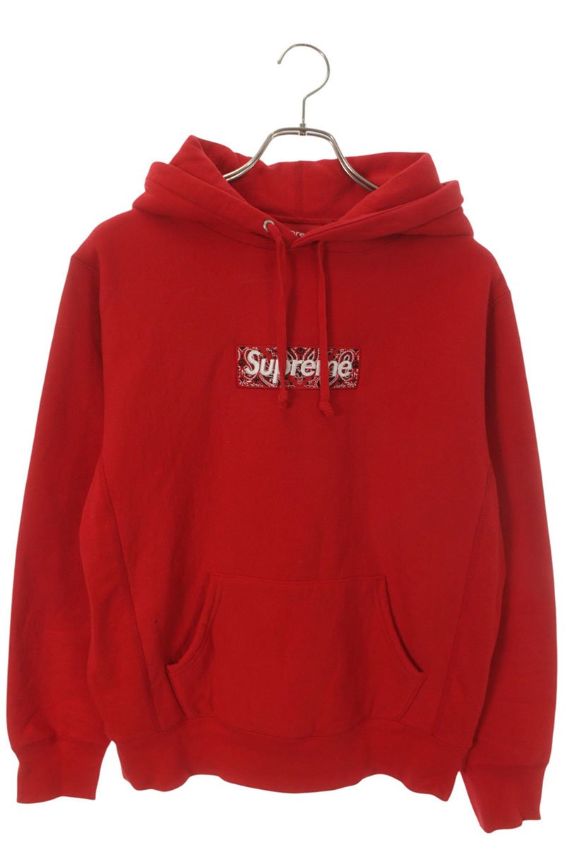 SUPREME 19AW Bandana Box Logo Hoodie Red Size S