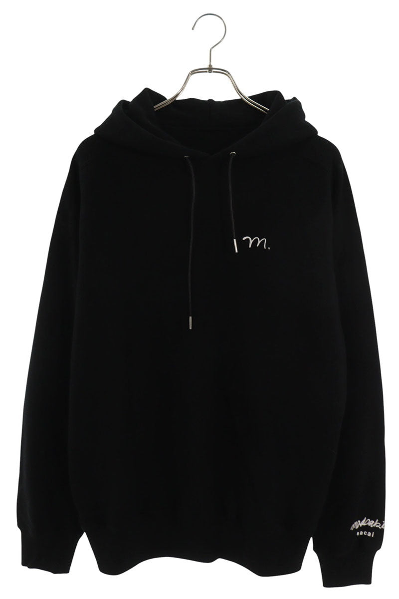 Sacai Logo Embroidered Pullover Hoodie Black Size L