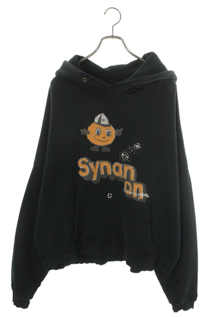 Paly Hollywood SYNANON HOODIE Distressed Black Cotton Size M