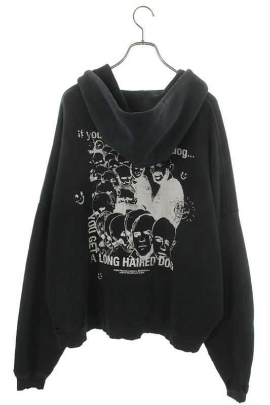 Paly Hollywood SYNANON HOODIE Distressed Black Cotton Size M