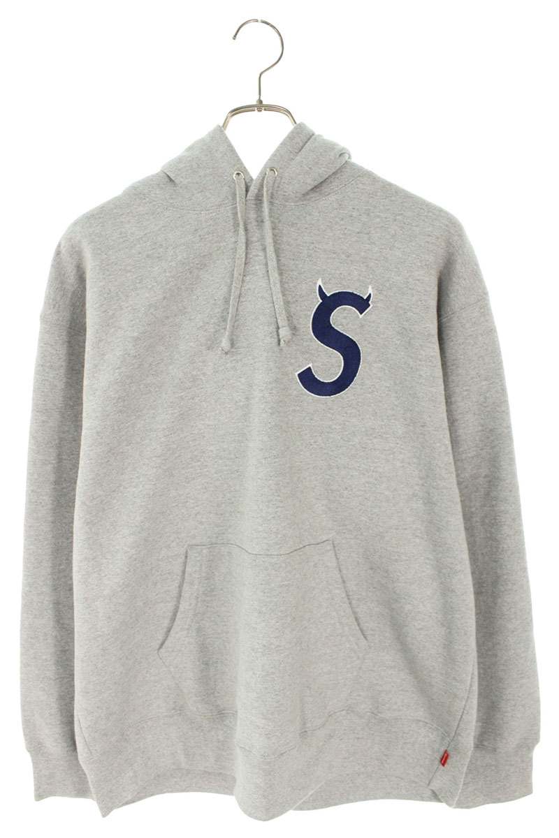 SUPREME 22AW S Logo Embroidered Hoodie Gray Size L
