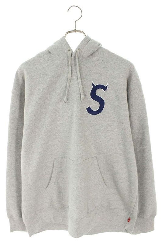 SUPREME 22AW S Logo Embroidered Hoodie Gray Size L