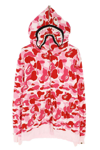 A BATHING APE All-Over Shark Zip Up Hoodie Pink Size XL