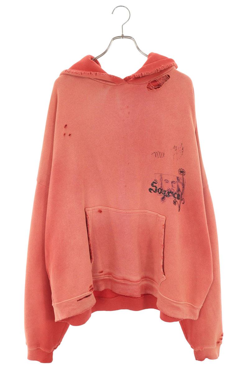 Paly Hollywood Back Photo Print Distressed Hoodie Size XL