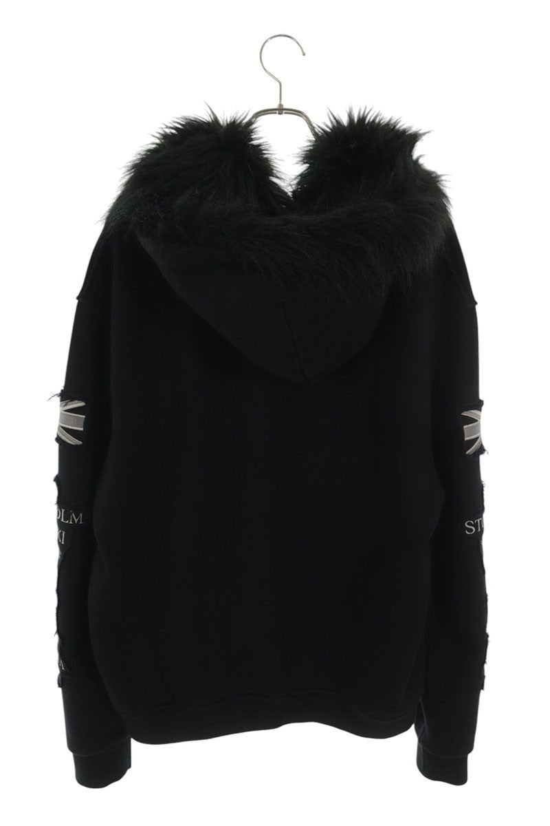 ALICE HOLLYWOOD Patchwork Cotton Zip Hoodie Black Size S