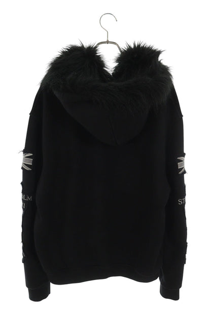 ALICE HOLLYWOOD Patchwork Cotton Zip Hoodie Black Size S