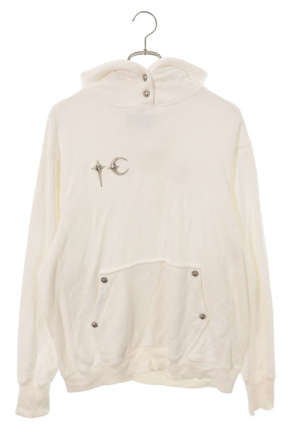 THUG CLUB Metallic Logo Pullover Hoodie White Cotton Size M