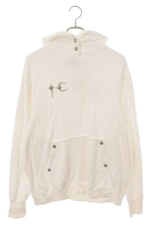 THUG CLUB Metallic Logo Pullover Hoodie White Cotton Size M