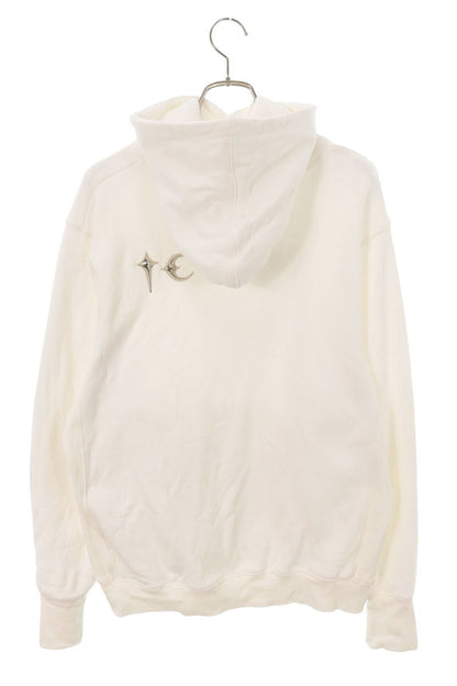 THUG CLUB Metallic Logo Pullover Hoodie White Cotton Size M