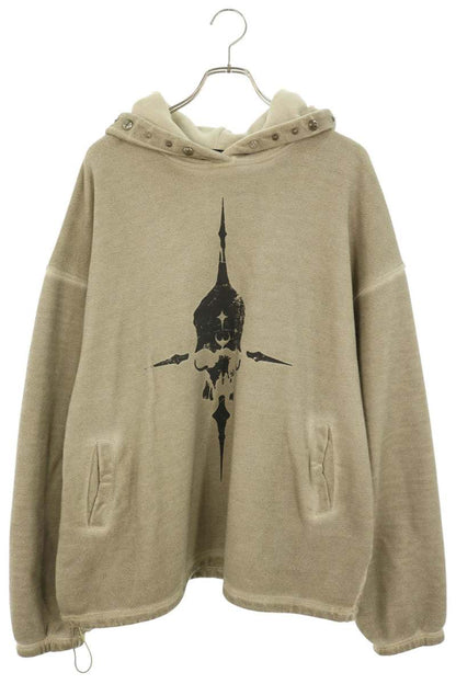 THUG CLUB 24SS PEACE STUD HOODIE Front Print Beige Size L