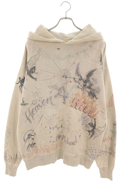 SAINT MICHAEL x DR. WOO Graphic Print Hoodie White Size XL