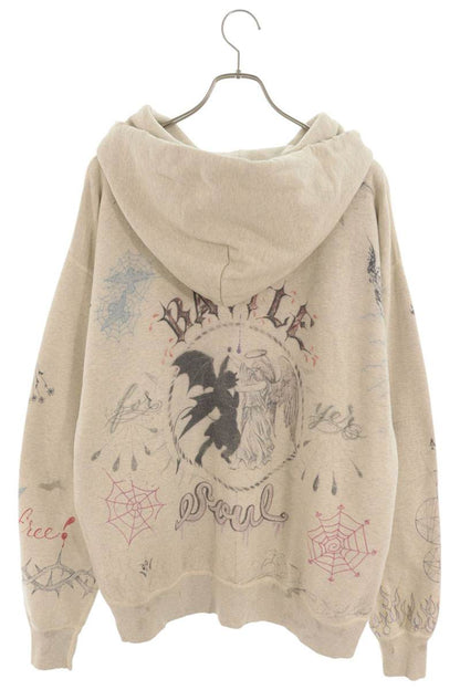 SAINT MICHAEL x DR. WOO Graphic Print Hoodie White Size XL