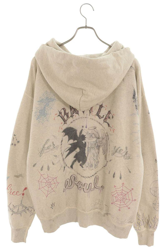 SAINT MICHAEL x DR. WOO Graphic Print Hoodie White Size XL