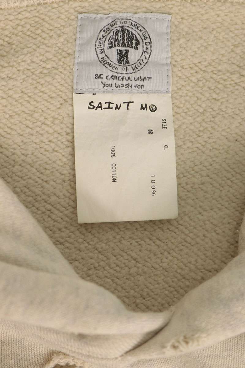 SAINT MICHAEL x DR. WOO Graphic Print Hoodie White Size XL