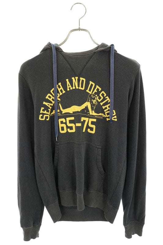 HYSTERIC GLAMOUR Logo Print Set-in Hood Hoodie Blue Size S
