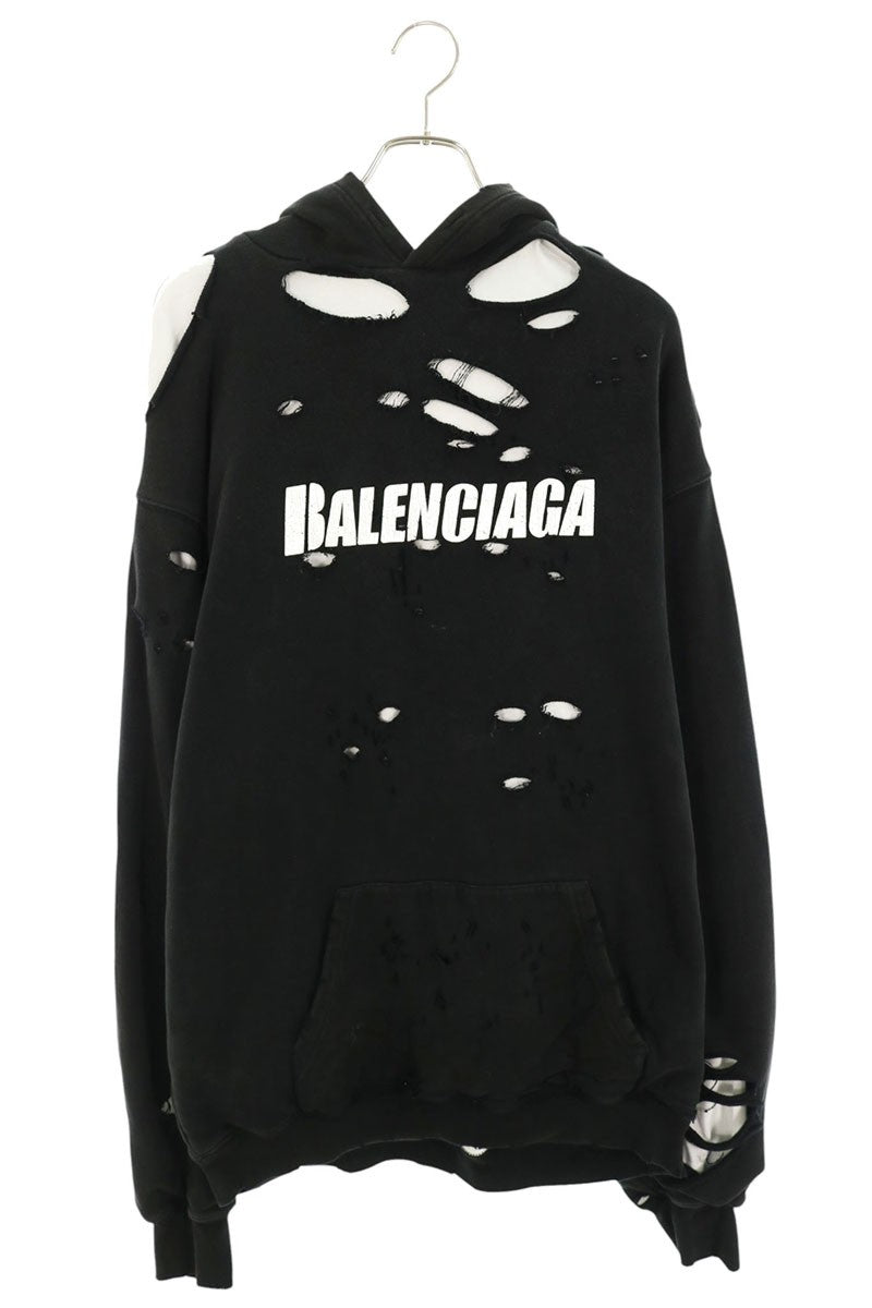 BALENCIAGA Distressed Pullover Hoodie Multi Size S