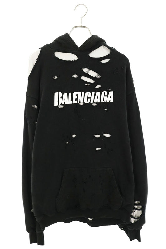 BALENCIAGA Distressed Pullover Hoodie Multi Size S