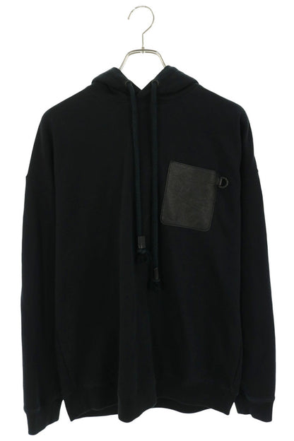 LOEWE Anagram Leather Patch Hoodie Black Size M