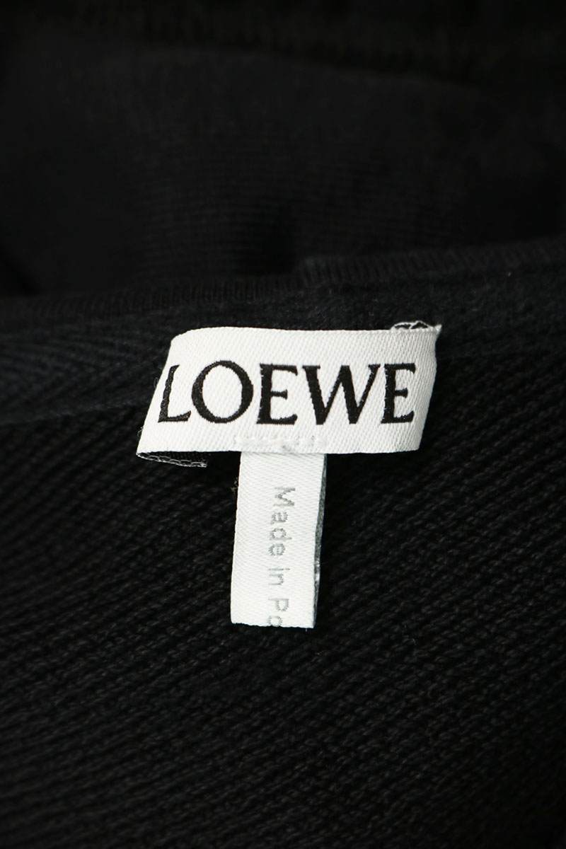 LOEWE Anagram Leather Patch Hoodie Black Size M