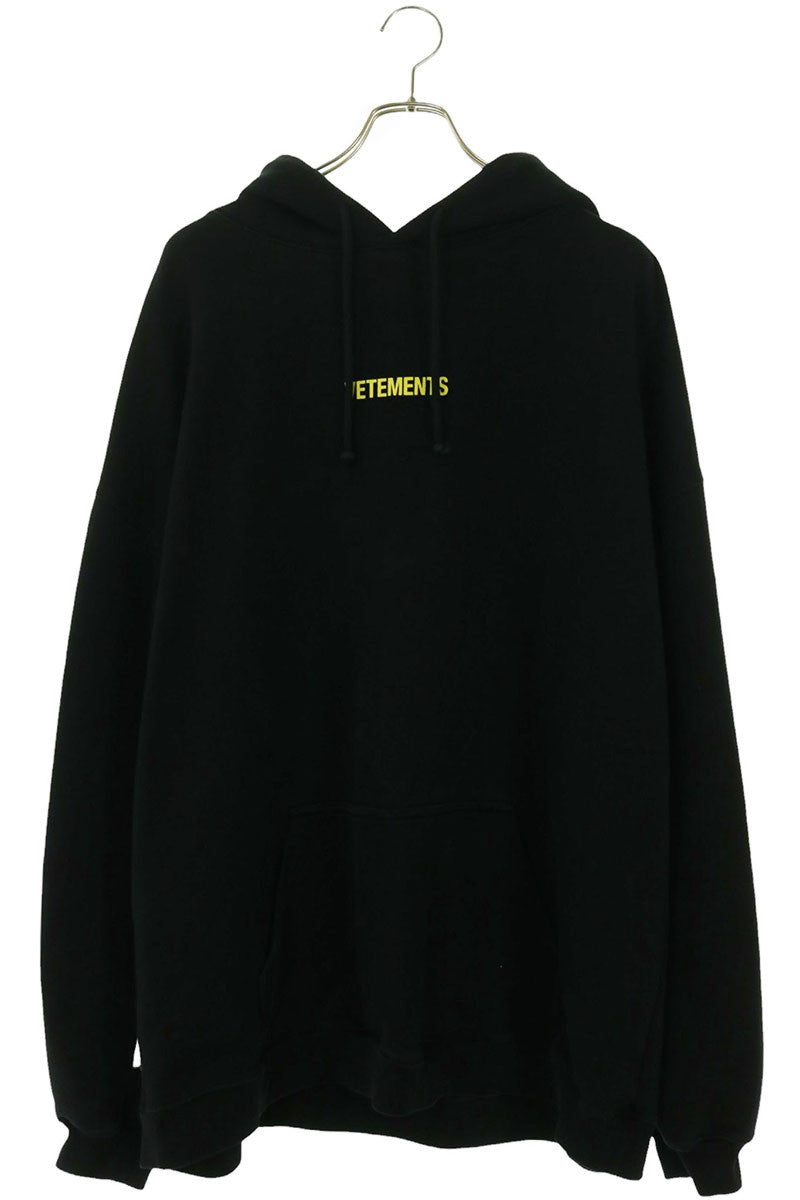 VETEMENTS 22SS Logo Label Pullover Hoodie Black Size XL