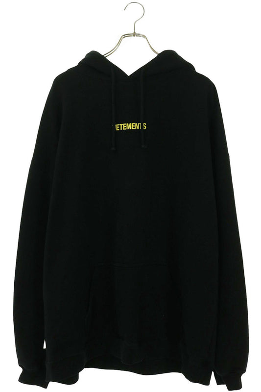 VETEMENTS 22SS Logo Label Pullover Hoodie Black Size XL