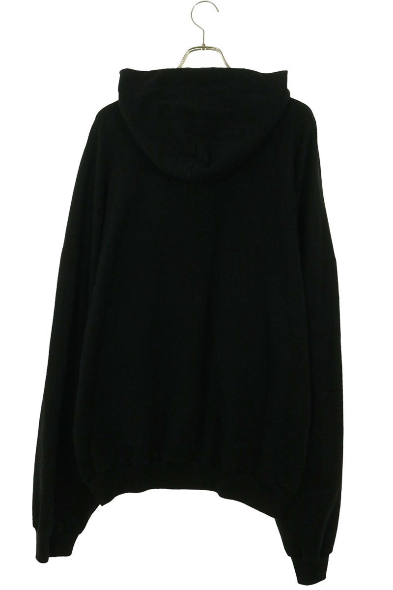 BALENCIAGA Front Logo Embroidered Hoodie Black White Size 4