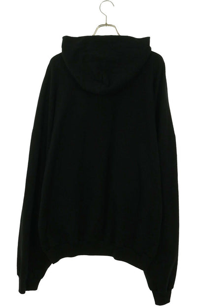 BALENCIAGA Front Logo Embroidered Hoodie Black White Size 4