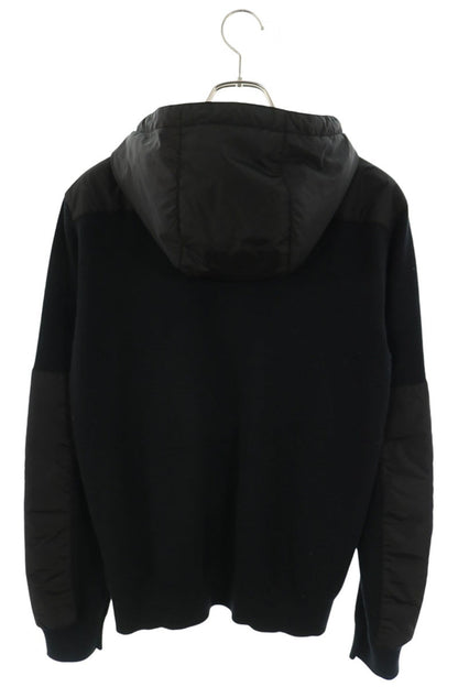 PRADA Triangle Logo Nylon Panel Knit Hoodie Black Size L