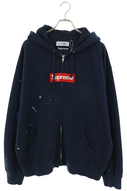 MM6 x Supreme 26SS Paint Box Logo Zip Hoodie Navy Size XL