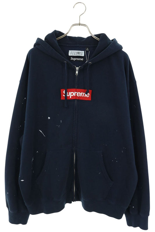 MM6 x Supreme 26SS Paint Box Logo Zip Hoodie Navy Size XL