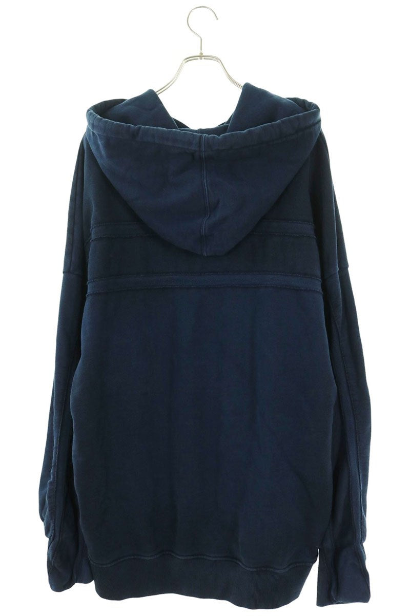 FENDI Metal Logo Plate Pullover Hoodie Blue Size XL