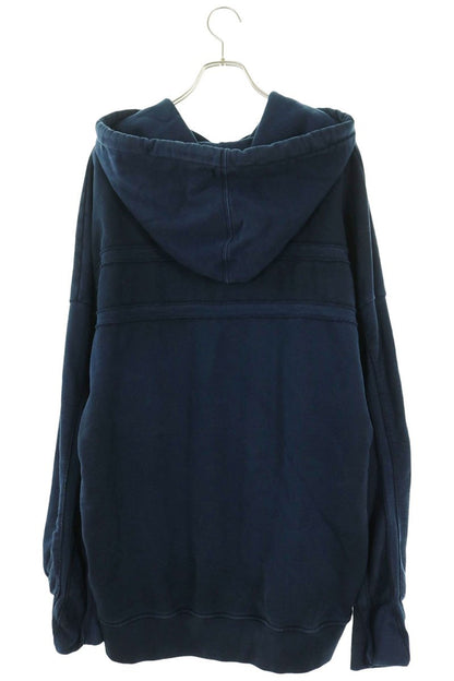 FENDI Metal Logo Plate Pullover Hoodie Blue Size XL