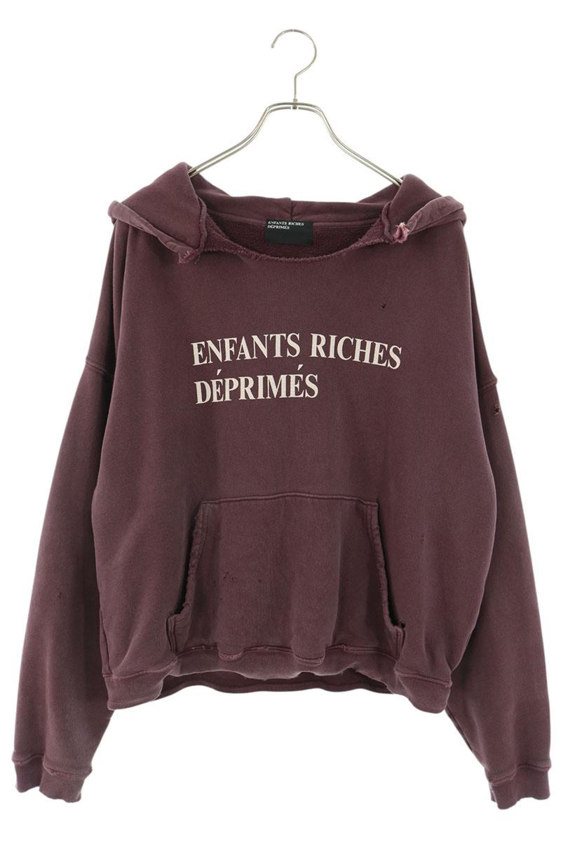 ENFANTS RICHES DEPRIMES Logo Print Hoodie Bordeaux Size S