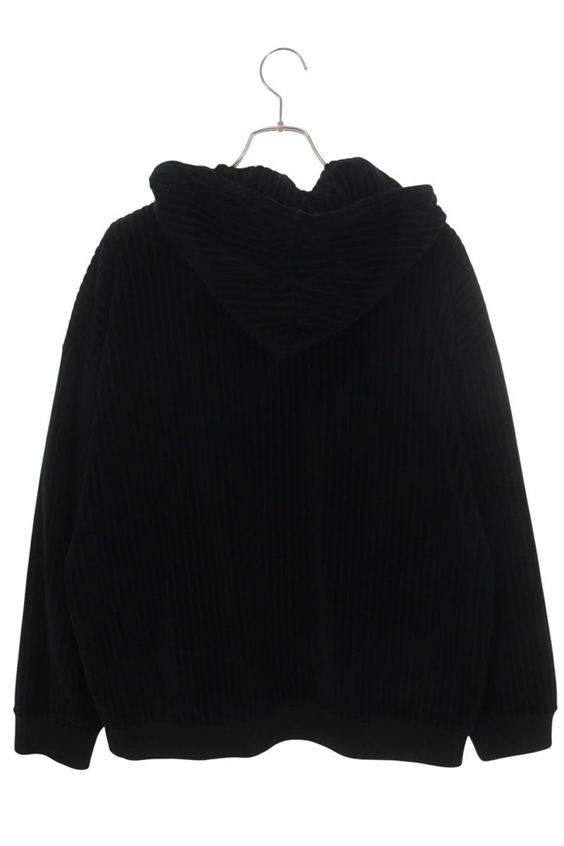 FENDI Velvet Zip-Up Hoodie Black Size L