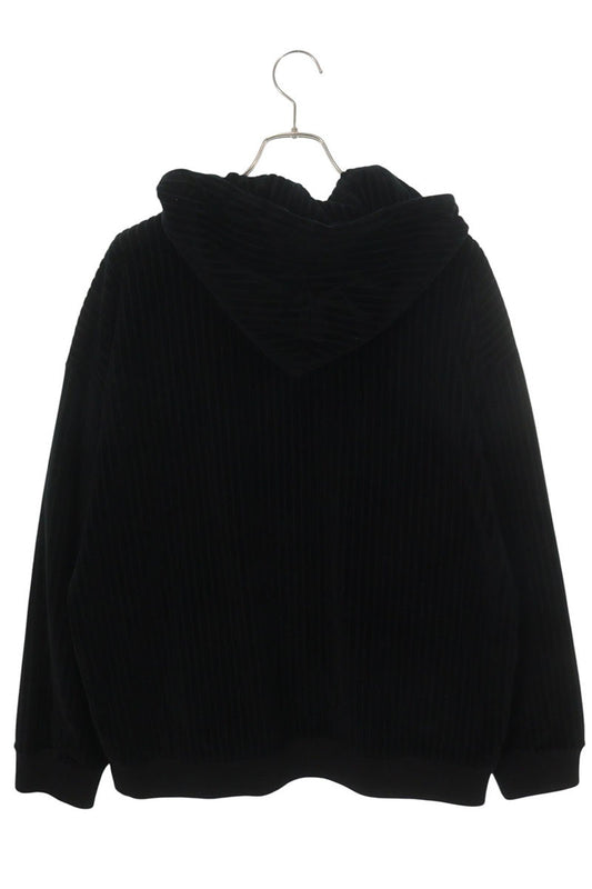 FENDI Velvet Zip-Up Hoodie Black Size L