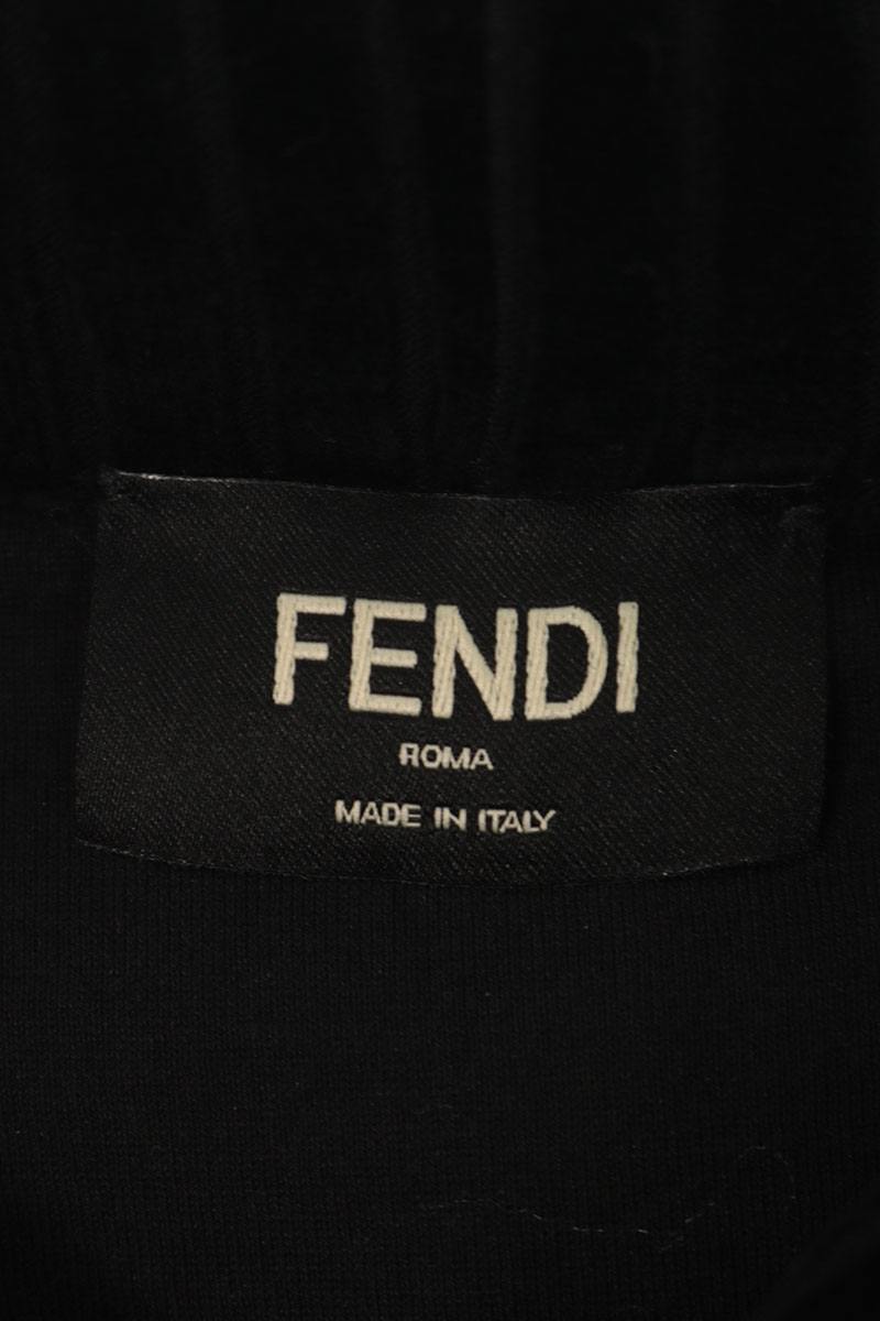 FENDI Velvet Zip-Up Hoodie Black Size L