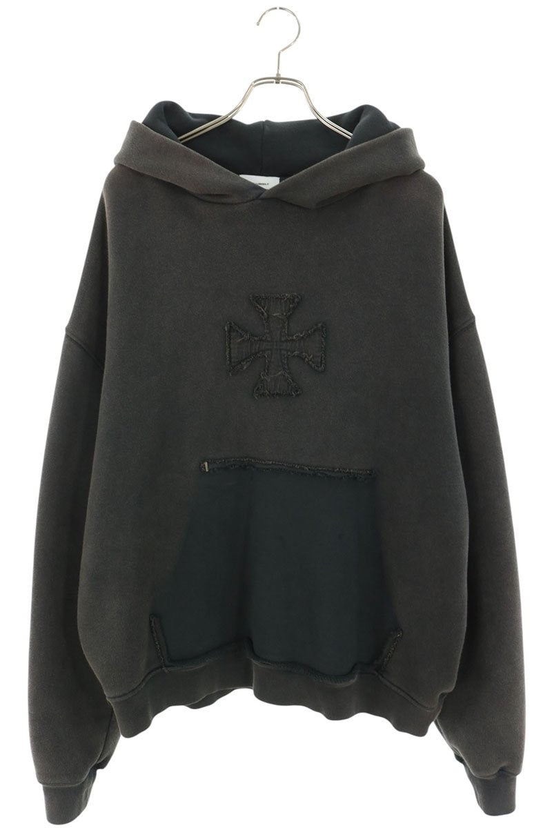 ASKYURSELF CROSS PATCH VINTAGE HOODIE Black Cotton Size L